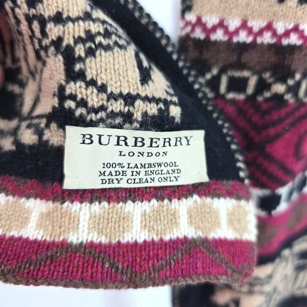 RARE Burbery Knight Gallant Logo Lambswool Scarf Made in England